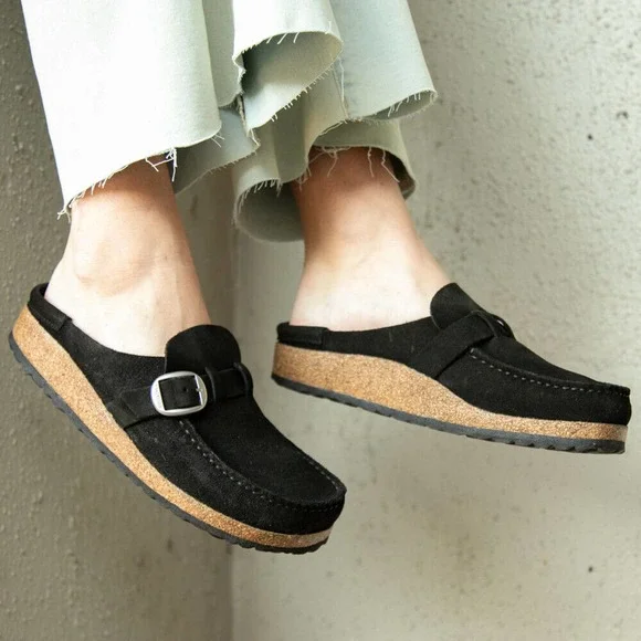 Birkenstock Buckley Suede Clogs Mules Black - Picture 8 of 15